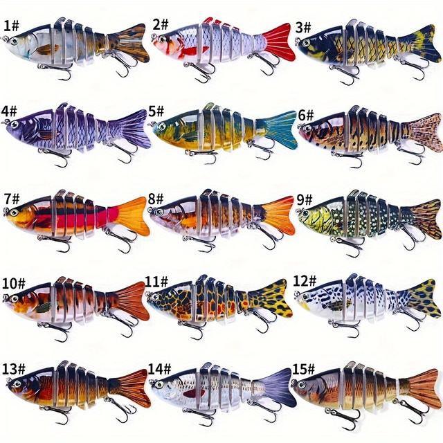 TEMU 15pcs Lifelike Fishing Lures For , Trout, Walleye, Fish - Realistic Multi Jointed Fish Popper Swimbaits - Spinnerbaits Lure Fishing Tackle Kits - Freshwater And Saltwater Crankbaits