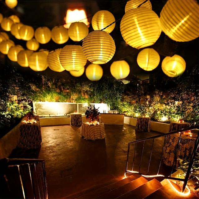 TEMU 1 Set, 10LED/20LED weiße Laternen-Neuheitbeleuchtung, Heimdekoration Papierscheinwerfer, Party-Stimmungslichter, Innenraum-Lichterkette, Batterieversion [Batterien nicht enthalten]