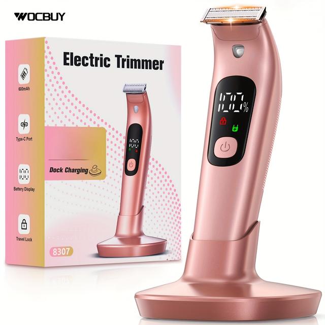 TEMU Wocbuy , [ Skin-friendly] Lady Shaver Body Trimmer, Rechargeable Ladies Hair Remover With Usb Charge Dock, For Face, Legs, , Travel Lock, Wet And Dry