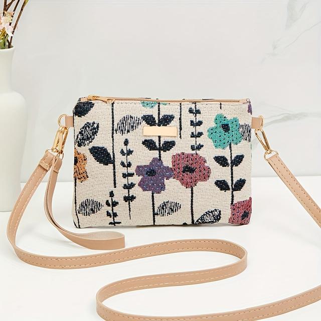 TEMU Flower Pattern Mobile Phone Bag, Detachable Shoulder Strap & Portable Small Hand Strap, Simple Diagonal Bag Change Purse, Mother Gift