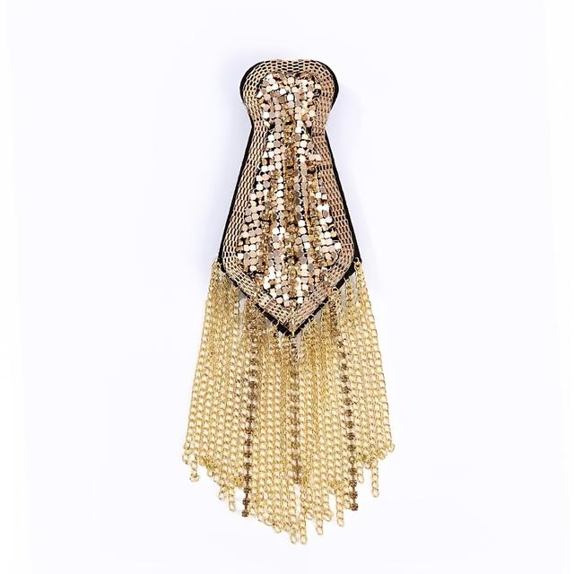 TEMU 1 Stück Super Glänzendes Strass-Fransen-Epaulette Mode Accessoire für Damen Herren, Bühnen-Show-Anzug, Kleidungsdekoration für Schuhe, Stiefel, Koffer, Einfach zu Tragen zu Verwenden