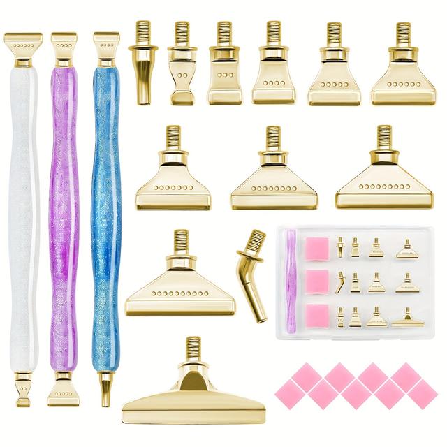 TEMU Jewelry Making Kit 22pcs Diamond Painting Pen Accessories Tools Set,1pcs Glitter Pen And 12pcs Colorful Metal Screw Thread Multi Tips,resin Diamond Painting Drill Pens For Diy