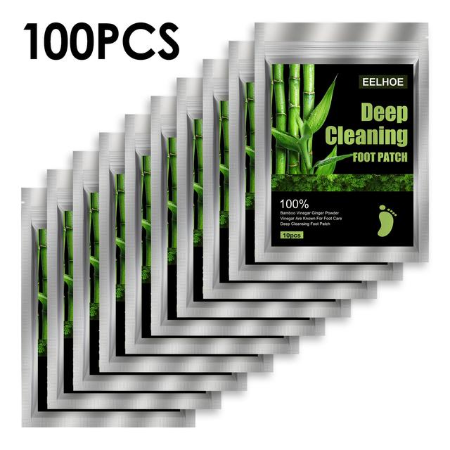 TEMU 100 db bambusz ecet és gyömbér por lábcsomag a mély tisztításhoz és lábápoláshoz, ragasztólapokkal