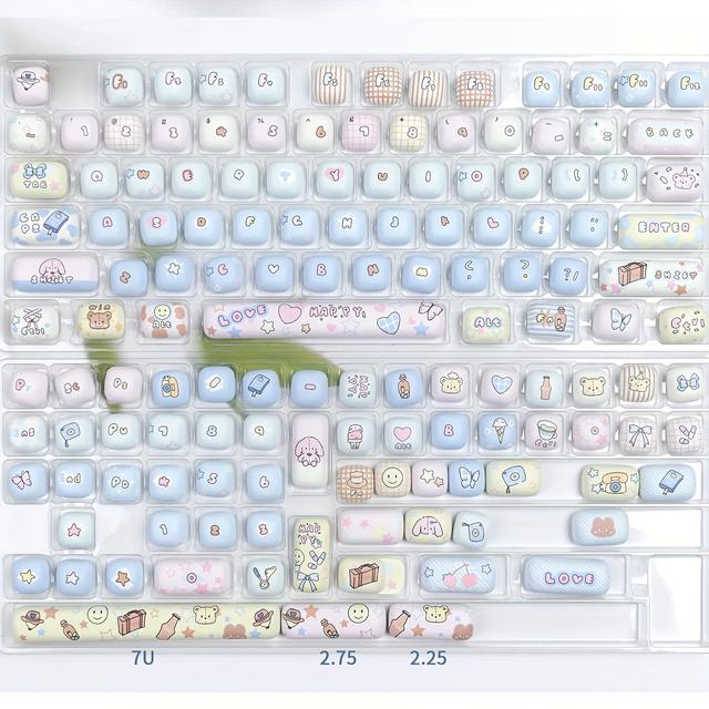 TEMU MOG Profiel Ronde Toetsen PBT Dye Sub Toetsenbord Voor MX Switch Mechanische Toetsenbord Gaming Leuke Toetsen Nj68 Toetsenbord Kit