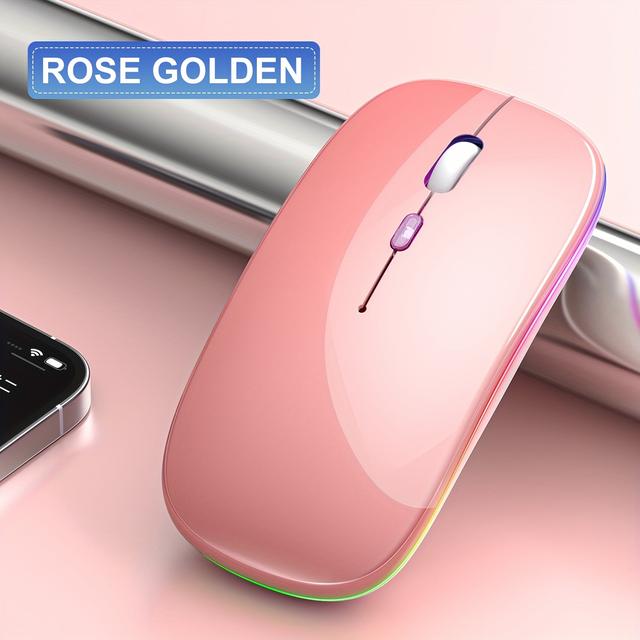 TEMU Бездротова підсвічувана миша, офісна миша, перезаряджувана миша, дворежимна (2.4G+BT) миша, портативна безшумна миша, сумісна з iPad, ноутбуком, ПК, Mac, Windows, IOS