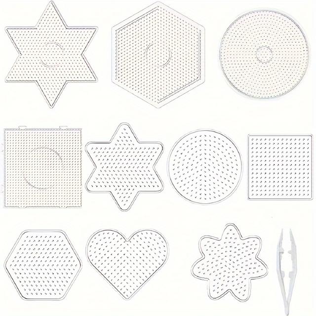 TEMU 15pcs Fuse Bead Pegboard, Clear Plastic Pegboard Set For Craft Supplies Beads