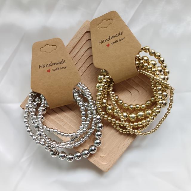 TEMU 5/10pcs & Beaded Bracelet Set - & Silvery, Jewelry, Gift For Ones