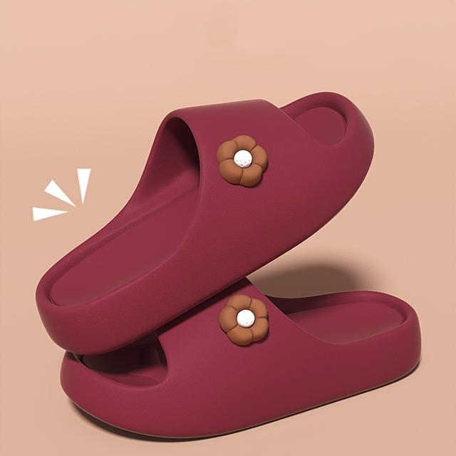 TEMU Women's Korean Style Slip-on Slippers With Cute - Soft Sole &, Lightweight /outdoor House Suitable For Home, Travel, Wedding Gift