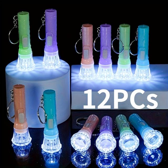 TEMU Set Of 12 Portable Household Flashlights (random Colors): Led Material, Includes Mini Keychain Flashlight Style; Suitable For Hiking, Traveling, Camping, Christmas, And Halloween Party .