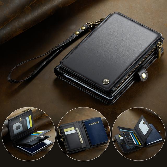 TEMU حافظة جواز سفر ومحفظة بطاقات ائتمان متعددة الأغراض محمولة، مع حقيبة وثائق بسحاب ومحفظة للعملات، مناسبة للسفر اليومي والسفر إلى الخارج واستخدامات متعددة السيناريوهات