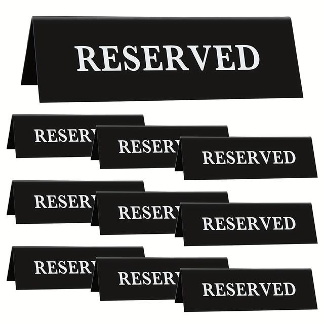 TEMU Set Of 10 Acrylic Signs For Reserved Tables , Featuring Black Reserved Seat Indicators Suitable For Restaurants And Wedding Tent Guest Reservations