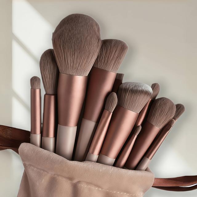 TEMU 13pcs Professional Makeup Brush Set With Soft Bristles For Eyeshadow, Foundation, And Blush Application