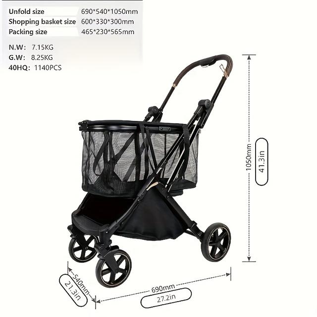TEMU New Foldable Multifunctional Shopping Cart | Camping Trolley | 4-wheel Patio Handcart | Laundry Cart With 360° Omni-directional Wheels | Ultra-portable & Lightweight