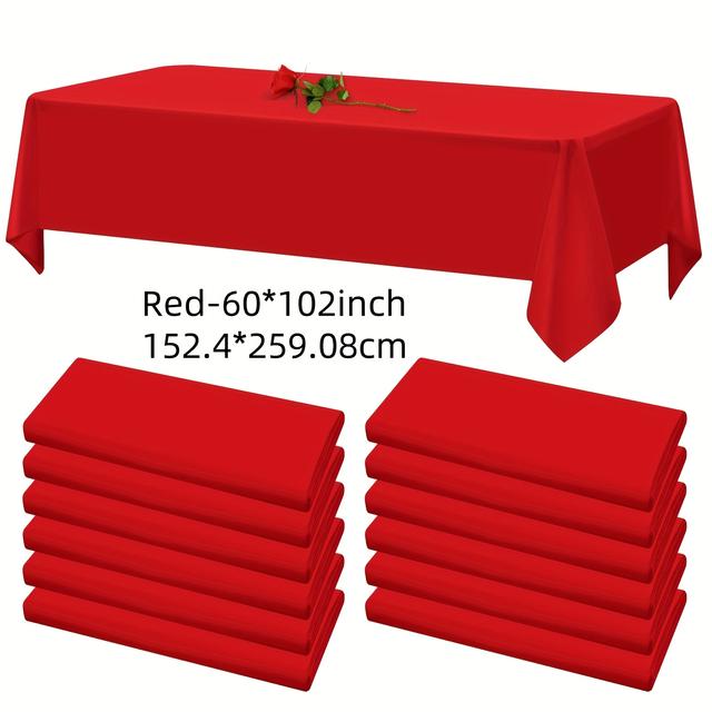 TEMU Lot de 12 nappes rectangulaires rouges | Nappes en polyester de 60 x 102 pouces pour , fêtes, Noël, Halloween, Thanksgiving, An, décorations de Saint-Valentin