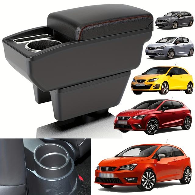 TEMU Armrest Box For , Interior Car Modification Accessory For Seat-, Non-damaging Installation, Sliding Panel, Double-layer Storage, Front Cup Holder And Phone Slot, No Drilling