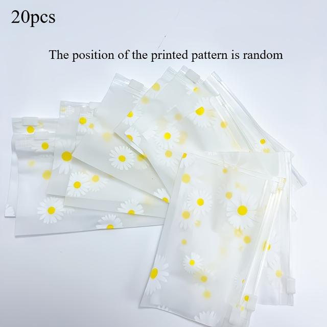 TEMU 20 Peças de Sacos Plásticos Foscados com Estampa de - Bolsas Reutilizáveis para Organização de Material de Escritório, Artesanato e Joias - Design Floral