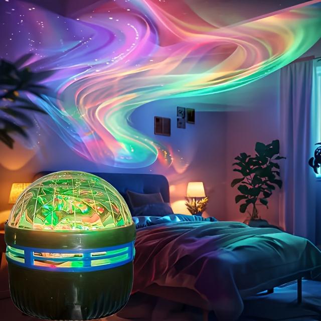 TEMU 1pc 2-in-1 Northern Lights & Waves Projector With Remote Control, Party Lights Light Projector Home Decoration Led Color Changin Lighgts, Home Decoration Birthday Valentine's Day Gift