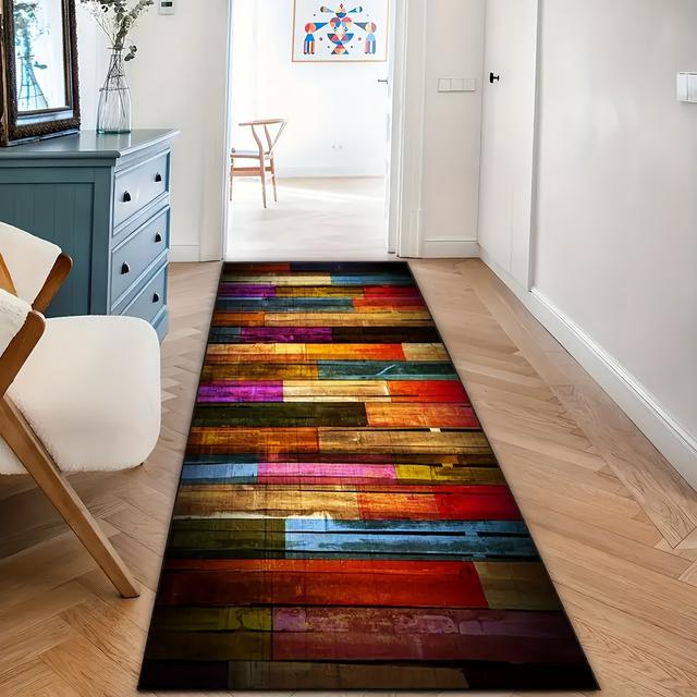 TEMU A Multicolored Long Runner Carpet With A Non-slip Backing, Perfect For , , Bedrooms, Kitchens, Laundry Rooms, Vanities, Entrances, Living Rooms, And Outdoor Spaces, Ideal For Home Decor
