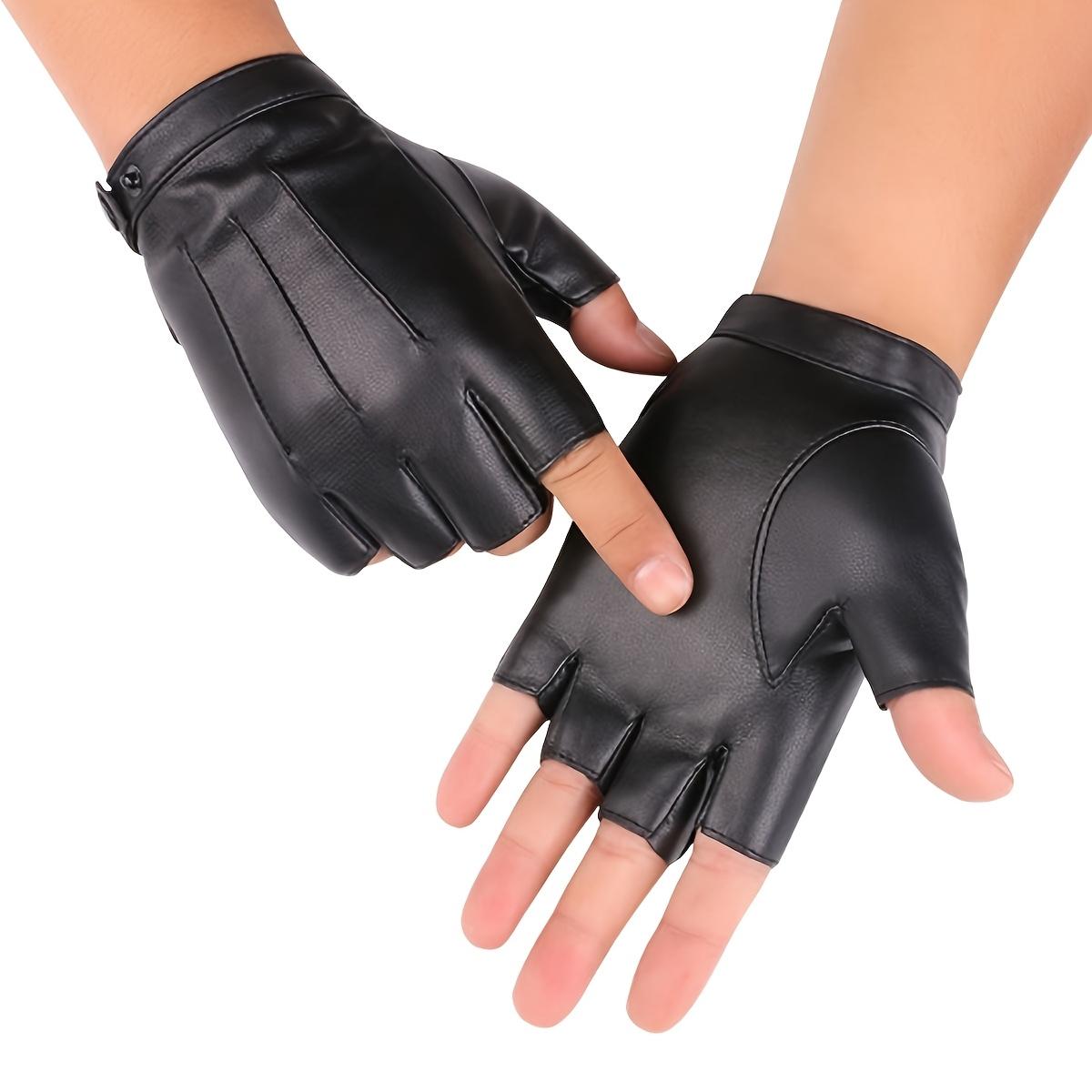 TEMU Unisex Pu Leather Outdoor Sports Half-finger Gloves