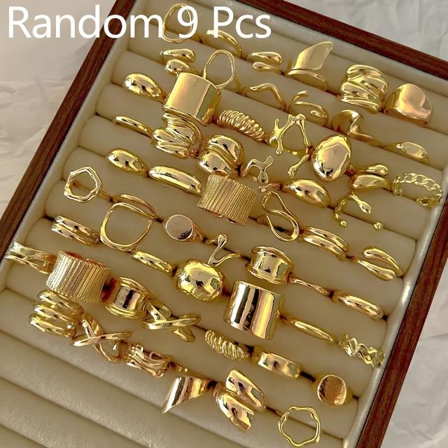 TEMU 9/15/24pcs Vintage Twisted Geometry Stackable Ring Sets - Multi-style Layering Rings With Irregular Shapes, For Daily Wear & Gifting (9, 15, 24pcs Collections) - Affordable Bundle