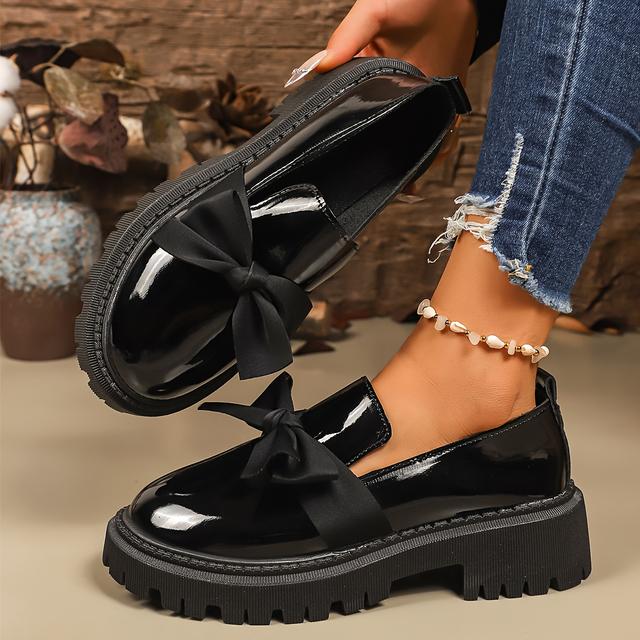 TEMU Kleine Schuhe im britischen Stil, Plateau-Loafer für Frühling/Herbst, Outdoor-Bekleidung, Blockabsatz, rutschfest, verschleißfeste Freizeit-Loafer, Damenschuhe