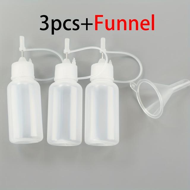TEMU 1/2/3db 20ml-es műanyag flakon tűkkel és tölcsérrel, precíziós ragasztó tárolás, folyadék adagoló, kenőanyag tartály DIY kézműveseknek