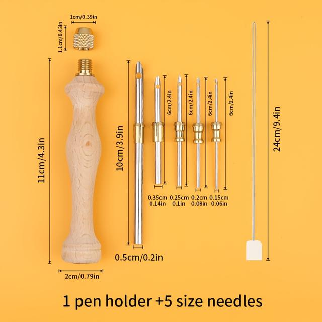 TEMU Wood Knitting Needle Knitted Thick Needle Solid Wood Multi-needle Head Knitting Needle Diy Hand Knitting Tool Needle