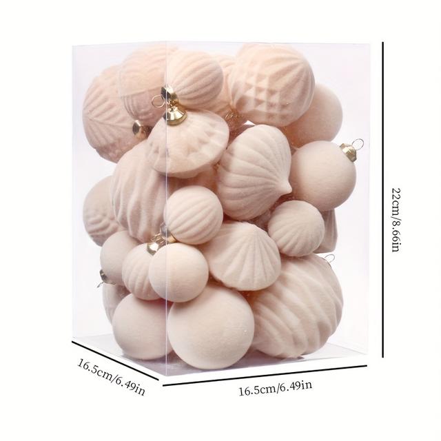 TEMU Set Of 35 Burgundy Red Velvet Christmas Ball Ornaments For Decorating Trees, Garlands, And Wreaths, Perfect For Parties And Baby Showers, Celebrating Christmas