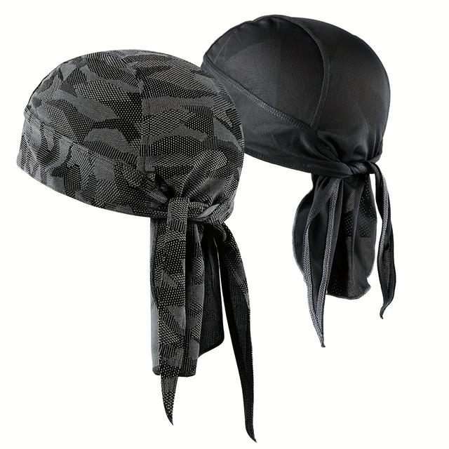TEMU 2er-Set GUMAO Schweißableitende Doo-Tücher, Schnelltrocknendes Sport-Bandana, Buchstabendruck im Hip-Hop-Stil, Unisex Totenkopf-Kappe als Piratenkopfschmuck