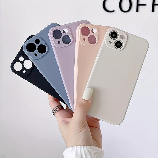 TEMU Phone Case - 5 Solid Color Iphone Cases Suitable For Models 16/15/14/13/12/11, Xs, Xr, X, 7/8, Mini, Plus, Pro, Pro Max - Shockproof