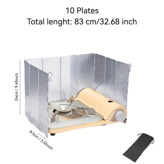 TEMU 8/9/10 Plates Gas Stove Wind Shield Outdoor Camping Picnic Cooking Burner Windproof Screen Aluminum Alloy Wind Screen
