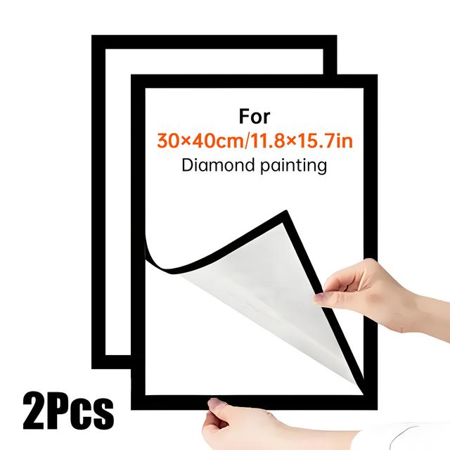 TEMU 2/4pcs Diamond Painting Magnetic Frame, Self-adhesive Back For Canvas, Photos, Office Documents, Home Decor Frame, Craft Photo Board, Gallery Art Display Frame
