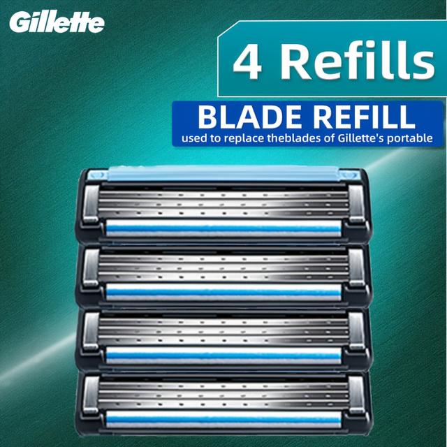 TEMU Gillette 4 Replacement Heads 3-layer Shaving Razor For Men's Manual Shaver Cartridge