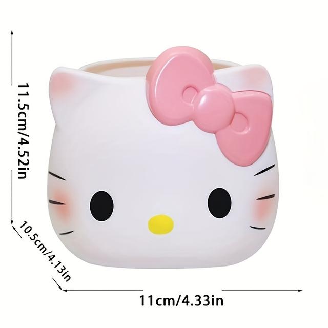 TEMU Hello Kitty Bathroom Storage Ornaments, Cute Cartoon School Supplies, Creative Phone Stand, Toothpaste And Toothbrush Storage Vase, Makeup Brush Storage Container