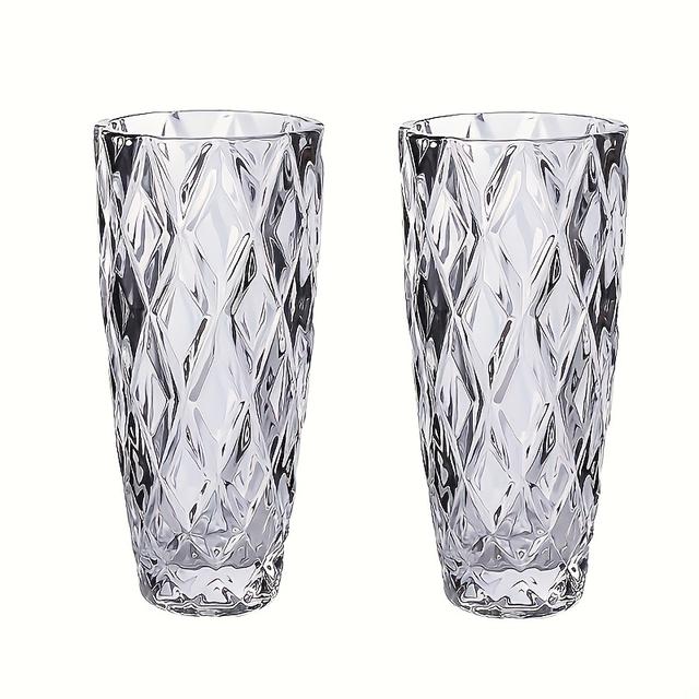 TEMU Entrepôt local, 2 vases en verre à texture , verrerie pour arrangement floral et décoration d'intérieur. Améliore l' , convient pour la décoration de fête, facile à nettoyer.