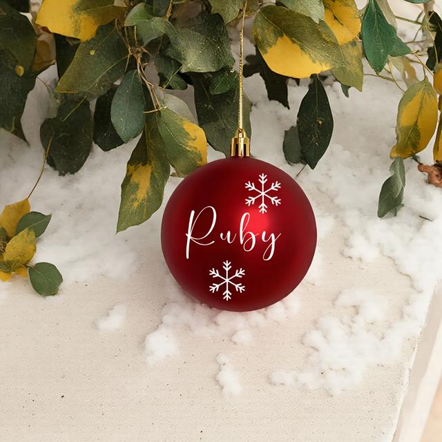 TEMU Adornos Navideños Rojos Personalizados, Bolas Decoradas con para el Hogar, Colgantes Navideños con , Decoraciones Rojas , 3.15 Pulgadas, Solo Uno Disponible