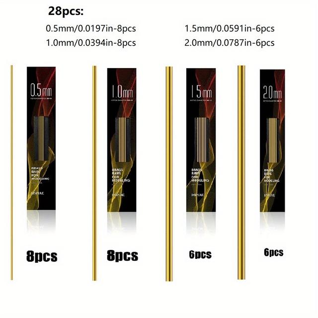 TEMU 28-teiliges Kupferstab-Set für Modellmodifikationen, inklusive kostenlosem Aufkleber, hochwertiges Kupfer für Reparaturen und Veränderungen