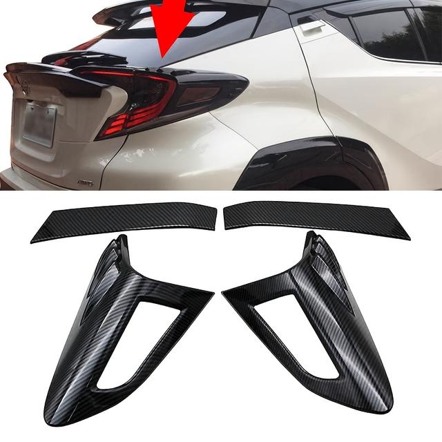 TEMU 4pcs Carbon Fiber Style Rear Tail Light Covers For C-hr 2017 - High-quality Abs, With Double-sided Adhesive, Sleek