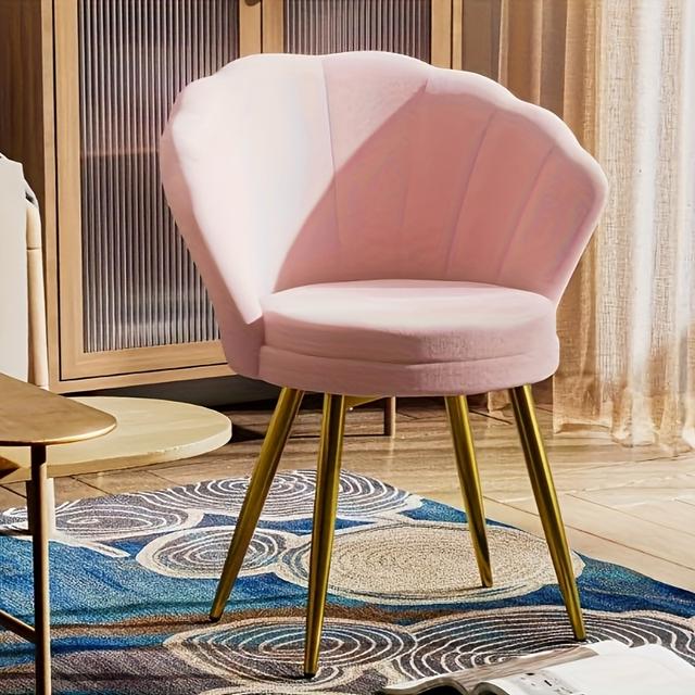 TEMU Single Velvet Dining Chair Featuring And Lumbar Support, Designed In Scandinavian Style With A Tufted Backrest. It Has Anti-slip Golden Metal Feet Suitable For Hardwood Or Tile Floors