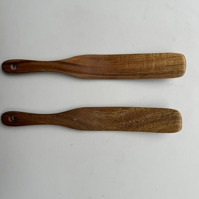 TEMU Juego de 2 espátulas de madera de teca de calidad, para uso en alimentos, resistentes para sartenes antiadherentes - Ideal para pan de , mezclar y raspar frascos