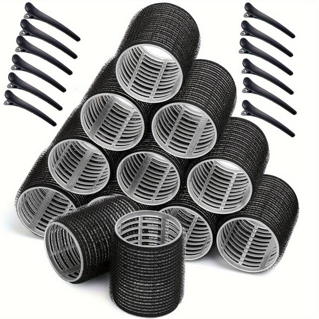 TEMU Hair Curler Roller Set, 24pcs/set Rollers Kit With 12 Rollers And 12 Clips, Curlers For Hairstyling, Heatless Rollers