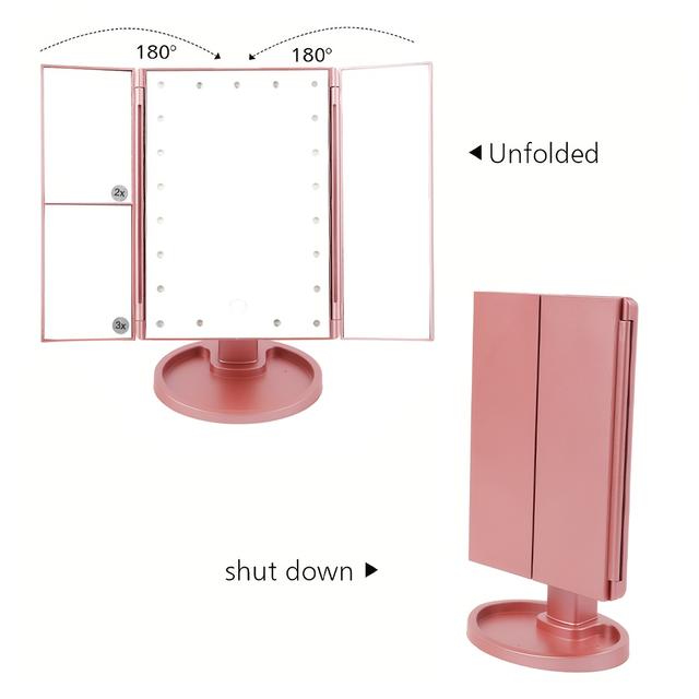 TEMU 1 Pack Dresser Mount Lighted Vanity For Her With Lights, Touch Screen And 3x/ 2x/ 1x Magnification, 2 Power Supply Make Up Mirror, Travel Mirror