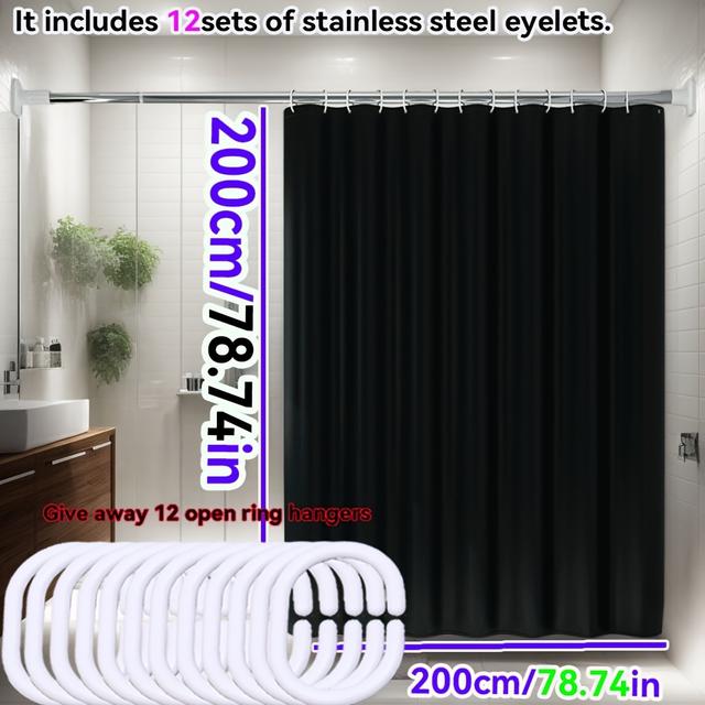 TEMU Minimalist Shower Curtain - Stylish Bathroom Partition Curtain With Hooks For Home Or Hotel Use