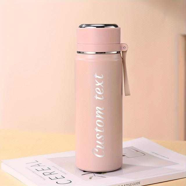 TEMU Aipnis Personalized Stainless Steel Food -grade Water Bottle, Custom Name Carving Stainless Steel Water Bottle, Tea Water Separation Of Stainless Steel Water Bottle And -350ml-500ml
