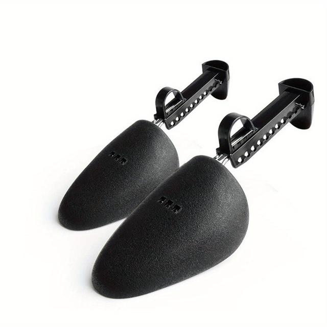 TEMU 1pair Unisex Black Adjustable Plastic Shoe Trees, Pu Leather Shoe Lasts, Sports Shoe Shapers, Shoe Stretchers, Shoe Covers
