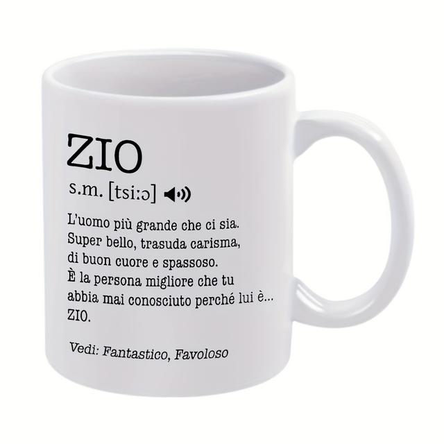 TEMU 1pc Italian-themed Ceramic Coffee Mug With "zio" Text - 11oz Italian Quote Cup, Italian , Perfect For Drinks, Birthday & Holiday Gifts