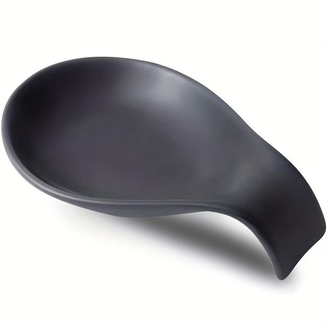 TEMU Ceramic Spoon Rest - Elegant Marbled Design, Durable Heat-resistant Kitchen Countertop Protector, Decorative Utensil Holder For Dining Table Or Countertop