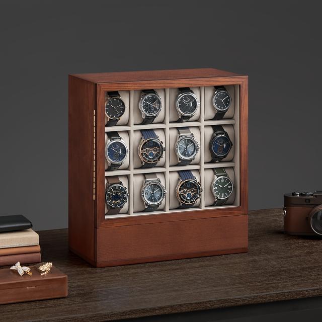TEMU Songmics 13-slot Wooden Watch Box, Watch Display Cabinet, Watch Display Case With Window