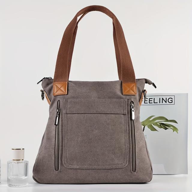 TEMU Large Capacity Tote Bag, Durable Lightweight Crossbody Bag, Casual Practical Commuter Bag