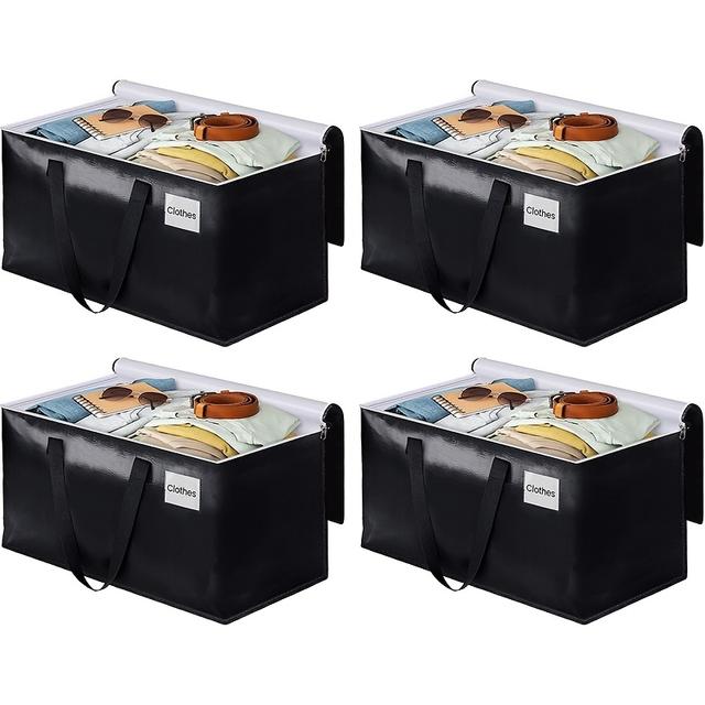 TEMU Zware verhuiszak met sterke ritsen en comfortabele handvatten, sterke en duurzame kledingopslagzak, blauwe verpakkingsverhuisdoos voor collegebenodigdheden.